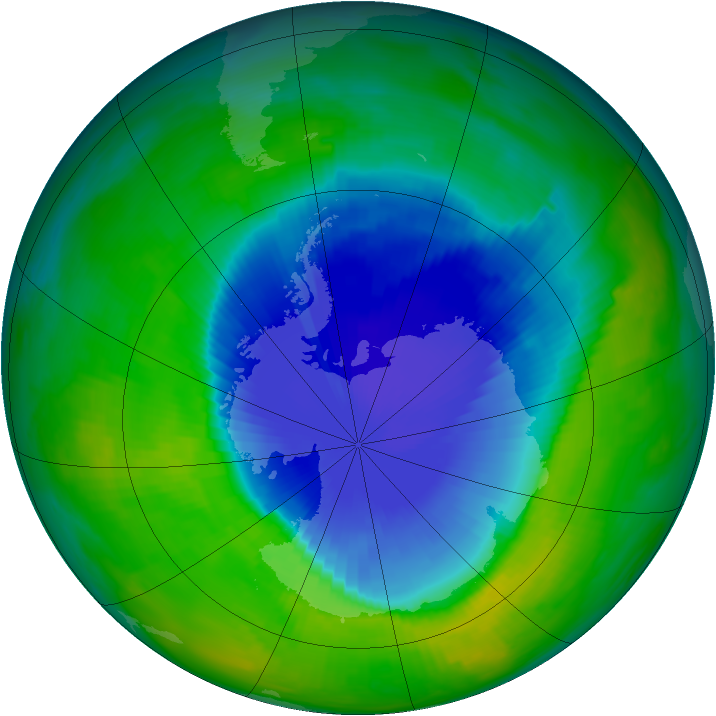 Antarctic ozone map for 01 December 1996
